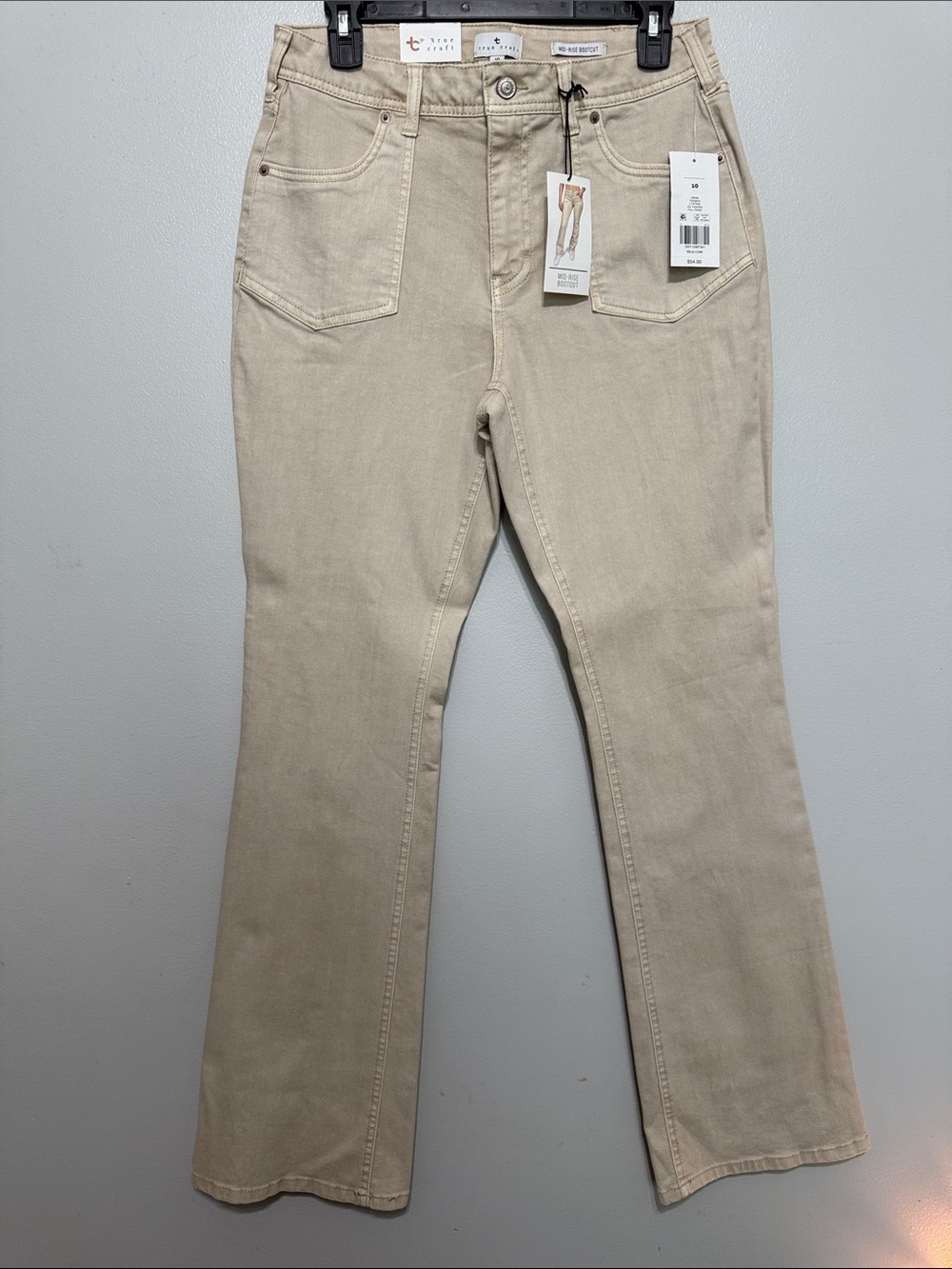 True Craft Beige Wide-Leg Jeans with Front Patch Pockets